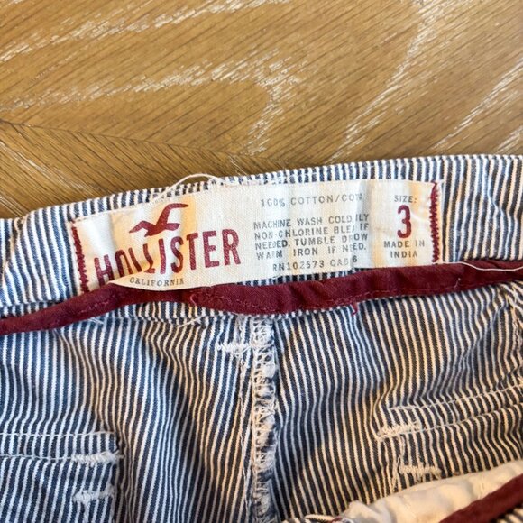 Y2K Hollister Super Low Rise Micro Mini Blue Stripe Shorts - Picture 3 of 5